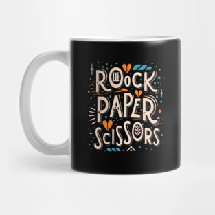 Rock Paper Scissors Art Design, typography design Mug